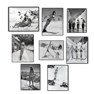 Vintage Bikini Ski Poster Sexy Girls Gone Skiing Wall Decor Set